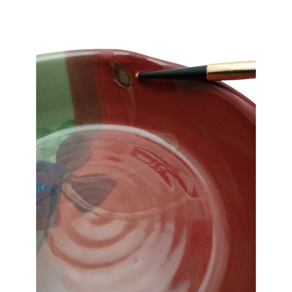 Kent Follette Maroon and Green Pottery Bowl - Picture 3 of 5